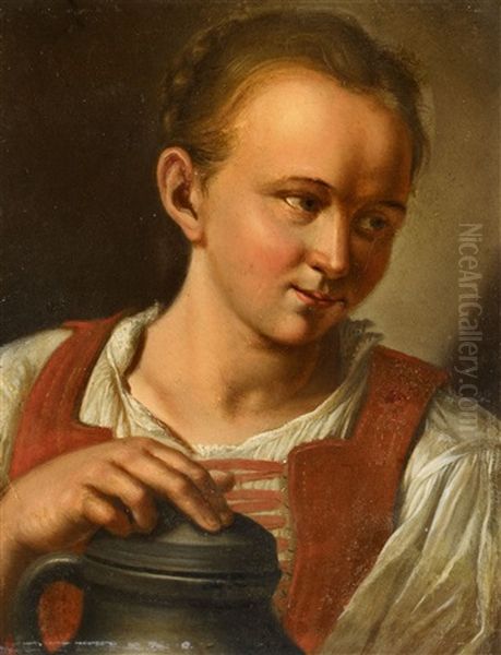 Junge Frau Mit Deckelkrug - view 1