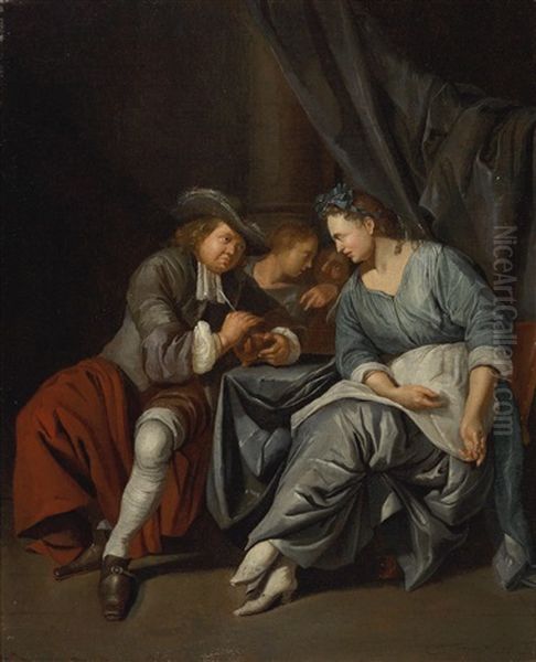 An Interior With A Couple Seated At A Table - view 1