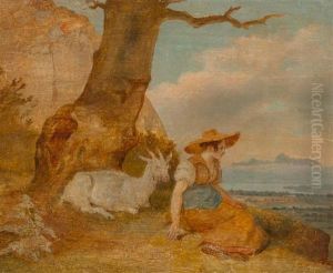 Ziegenhirtin Auf Einem Hugel Unterhalb Von Rolle by Adele Toepffer