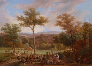 Peasants At Rest And At Harvest - "repos Et Travaux Aux Champs / Bac Et Fenaison (naville)" by Wolfgang Adam Toepffer