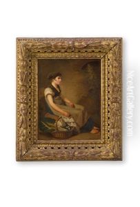 <jeune Femme Au Marche> by Wolfgang Adam Toepffer