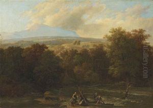Paysage Avec Pecheurs A La Ligne Aux Bords D'une Riviere Paysage Avec Pecheurs A La Ligne Aux Bords D'une Riviere