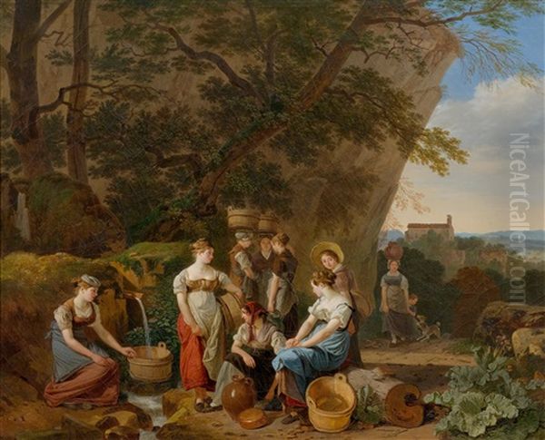 Young Women Near A Fountain - view 1