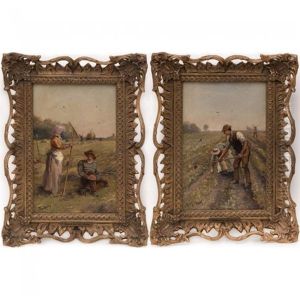 Two Farm Scenes With Figures