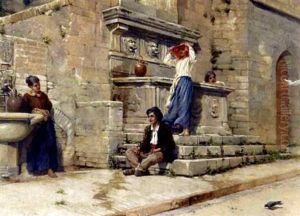At The Fountain by Francis William Topham