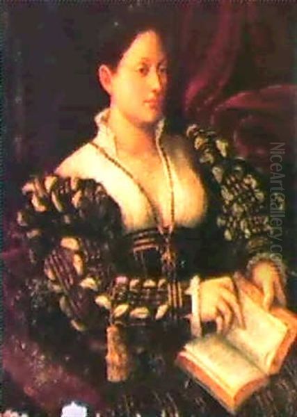 Portrait Of A Lady In Elegant Dress - view 1