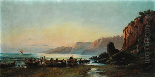 Paesaggio Costiero Con Pescatori - view 1