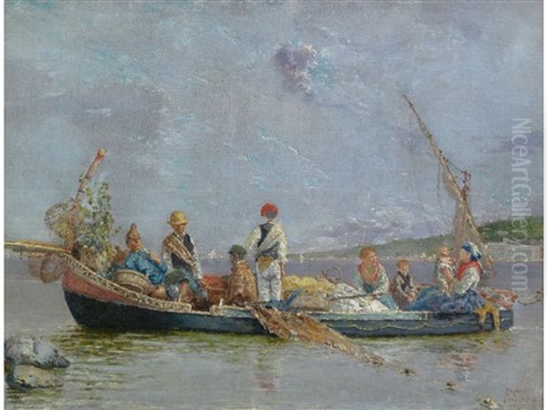 Italian Fishing Boat, Busy With Figures - view 1
