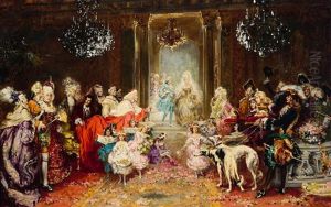 A Festive Interior Scene by Sinibaldo Tordi