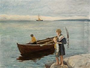 Sosken Ved Vannet by Thorvald Torgersen