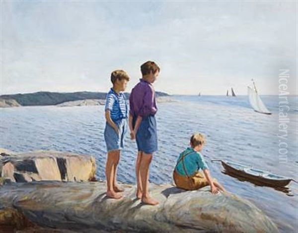 Tre Gutter Ved Sjoen - view 1