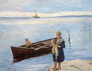 Gutter Ved Stranden by Thorvald Torgersen