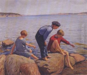 Tre Krabbefiskere by Thorvald Torgersen