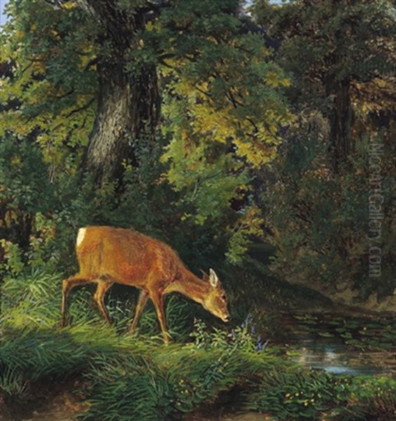 Rehbock An Der Tranke (+ Geis An Der Tranke; Pair) - view 1