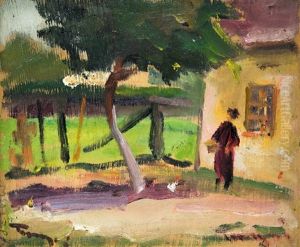 Courtyard, On The Reverse: Draft Of A Cart by Janos Tornyai