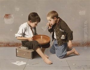 Seifenblasende Kinder by Giulio Del Torre