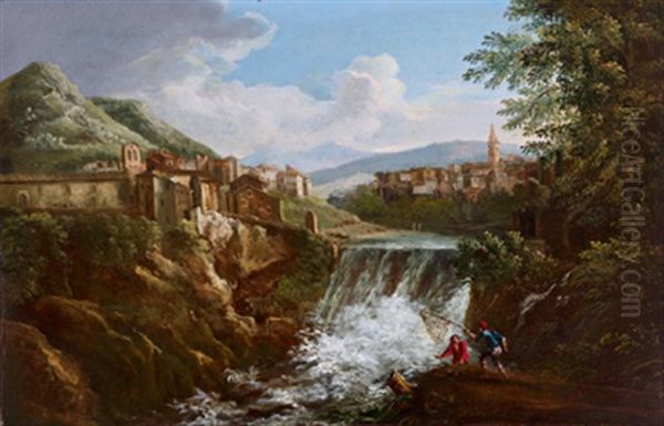 Landschaft Mit Wasserfall Bei Tivoli - view 1