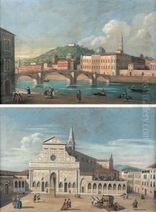 Le Ponte Santa Trinita, Florence (+ Santa Maria Novella, Florence; Pair) by Vincenzo Torreggiani