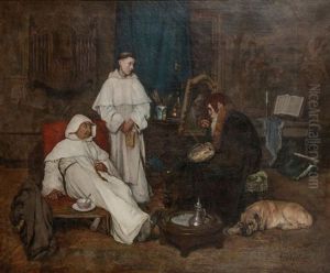 Peintre Peignant Un Moine Dominicain by Stanislas Torrents Y De Amat