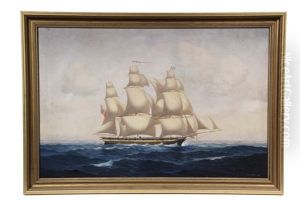 Portrait Of Three-mast Ship by Charles Torrey