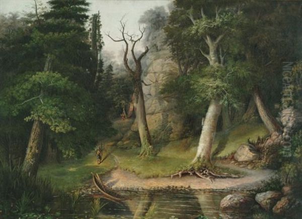 Indians In A Wooded Landscape - view 1