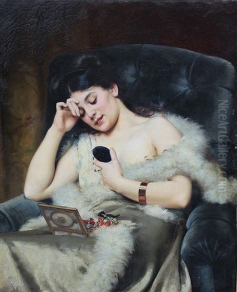 Jeune Femme A Son Coffret De Bijoux - view 1