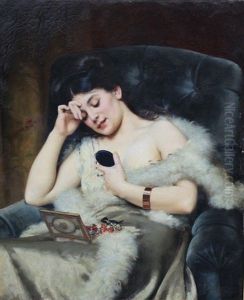Jeune Femme A Son Coffret De Bijoux by Victor Tortez