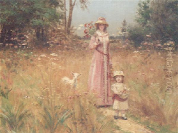 Gathering Flowers In A Meadow - view 1