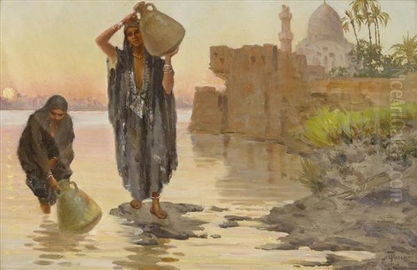 A View Of Two Water Gatherers By A Mosque - view 1