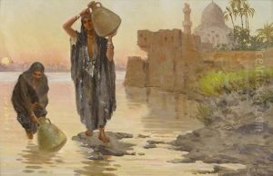 A View Of Two Water Gatherers By A Mosque