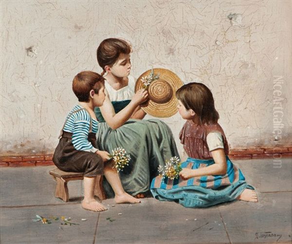 Children Adorning A Hat - view 1