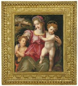 The Madonna And Child With The Infant Saint John The Baptist by Michele Tosini