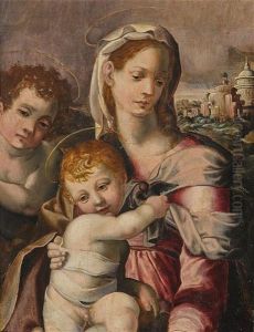 Maria Mit Dem Kind Und Dem Johannesknaben by Michele Tosini
