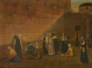 Jewish Figures Praying At The Wailing Wall Jewish Figures Praying At The Wailing Wall