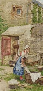 Maid Washing Clothes by Edouard Toudouze