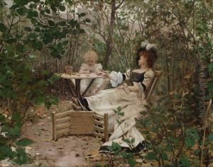 Gouter Dans Le Jardin by Edouard Toudouze