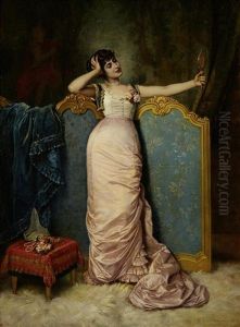 Admiring Her Looks by Toulmouche Auguste