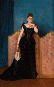 Portrait D'une Elegante En Tenue De Bal by Toulmouche Auguste