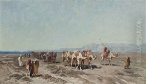 A Camel Train by Charles Emile de Tournemine