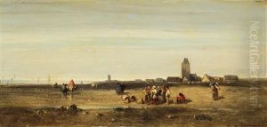 Kustenlandschaft Mit Muschelsammlern by Charles Emile de Tournemine