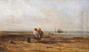 Paysans Bretons Au Bord De La Mer by Charles Emile de Tournemine