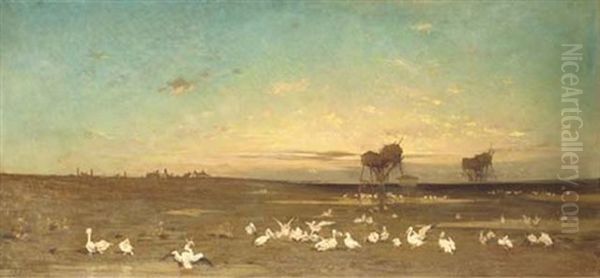 Pecheries Sur Le Danube (soleil Couchant) - view 1