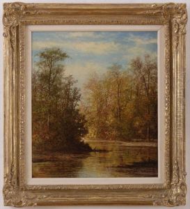 Autumn Landscape With Stream by Carl Christian Brenner
