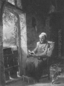 Reading By The Window by Anatole Louis Toussaint