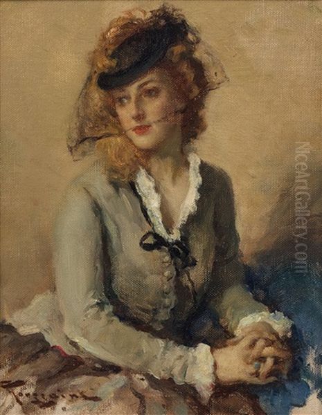 Jeune Femme En Gris Et Jeune Femme En Vert - view 1