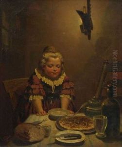 Madchen Am Tisch by Hermann Friedrich Louis Toussaint
