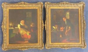 Cooking Supper And A Nice Cup Of Tea (pair) by Louis Toussaint