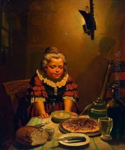 Madchen Beim Abendbrot Im Kerzenschein