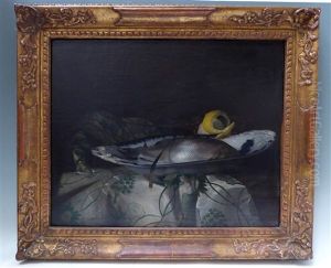 Carpe Dans Un Plat En Porcelaine Avec Une Ecrevisse Et Un Citron by Pierre Joseph Toussaint