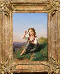 Jeune Fille Au Nid D'oiseaux by Pierre Joseph Toussaint